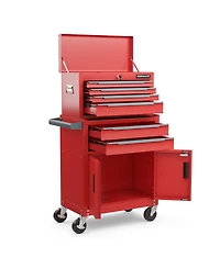 Sugift 6-Drawer Rolling Tool Storage Chest Cabinet with Universal Wheels and Hooks