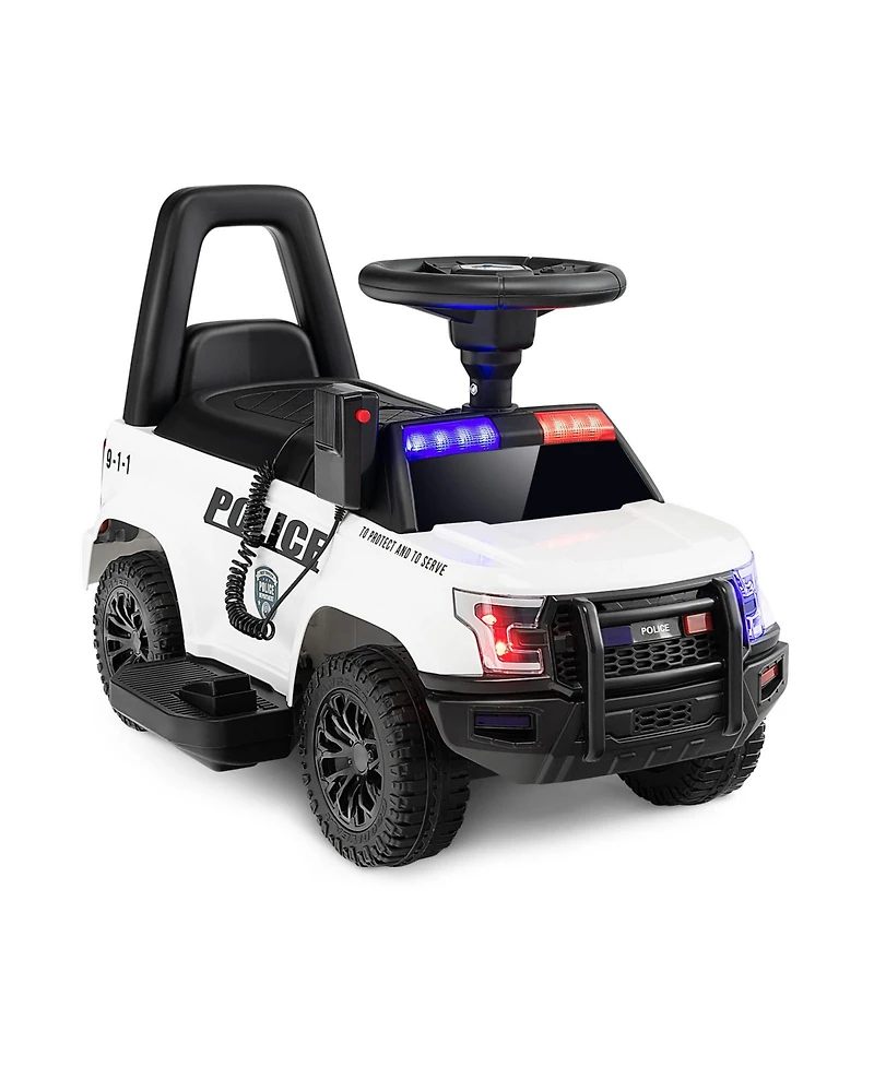 Givimo 6V Kids Ride On Police Car with Real Megaphone and Siren Flashing Lights