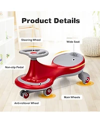 Sugift Wiggle Car Ride-on Toy with Flashing Wheels-Red