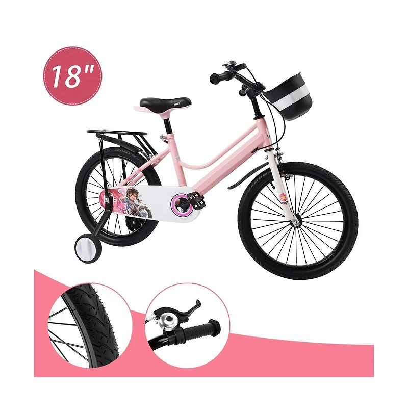 Artudatech 18" Kids Bike for Boys and Girls with auxiliary wheels & Rack