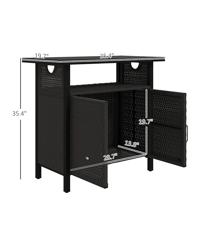 Outsunny Outdoor Pool Towel Storage Cabinet Organizer with Shelf