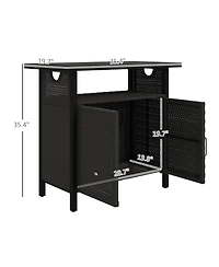 Outsunny Outdoor Pool Towel Storage Cabinet Organizer with Shelf