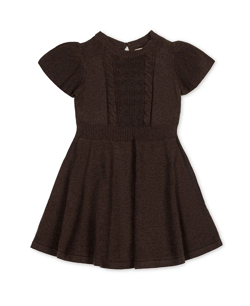 Hope & Henry Toddler Girls Organic Flutter Sleeve Cable Sweater Dress