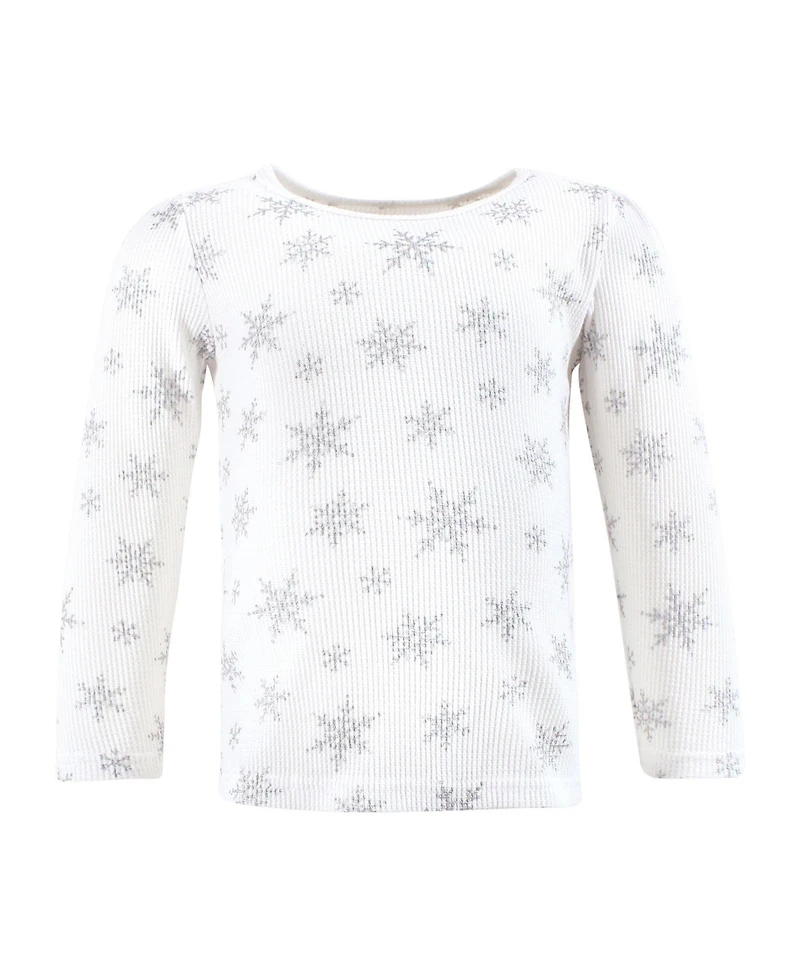 Hudson Baby Toddler Girls Thermal Long Sleeve Tees 5pk, Snowflake