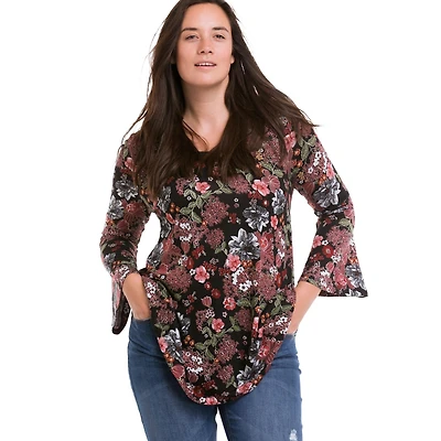ellos Women's Bell Sleeve A-Line Knit Tunic