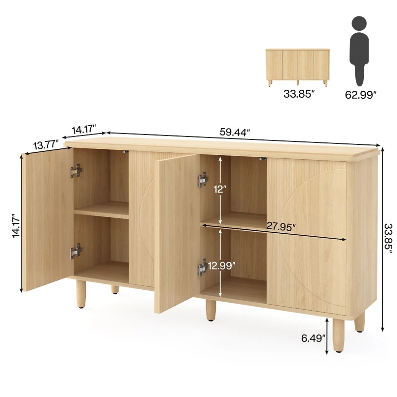 Tribesigns Buffet Cabinet Sideboard with Storage, Large Storage Cabinet Sideboard Buffet Table