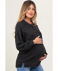 Pinkblush Maternity Oversized Ribbed Knit Henley Sweater