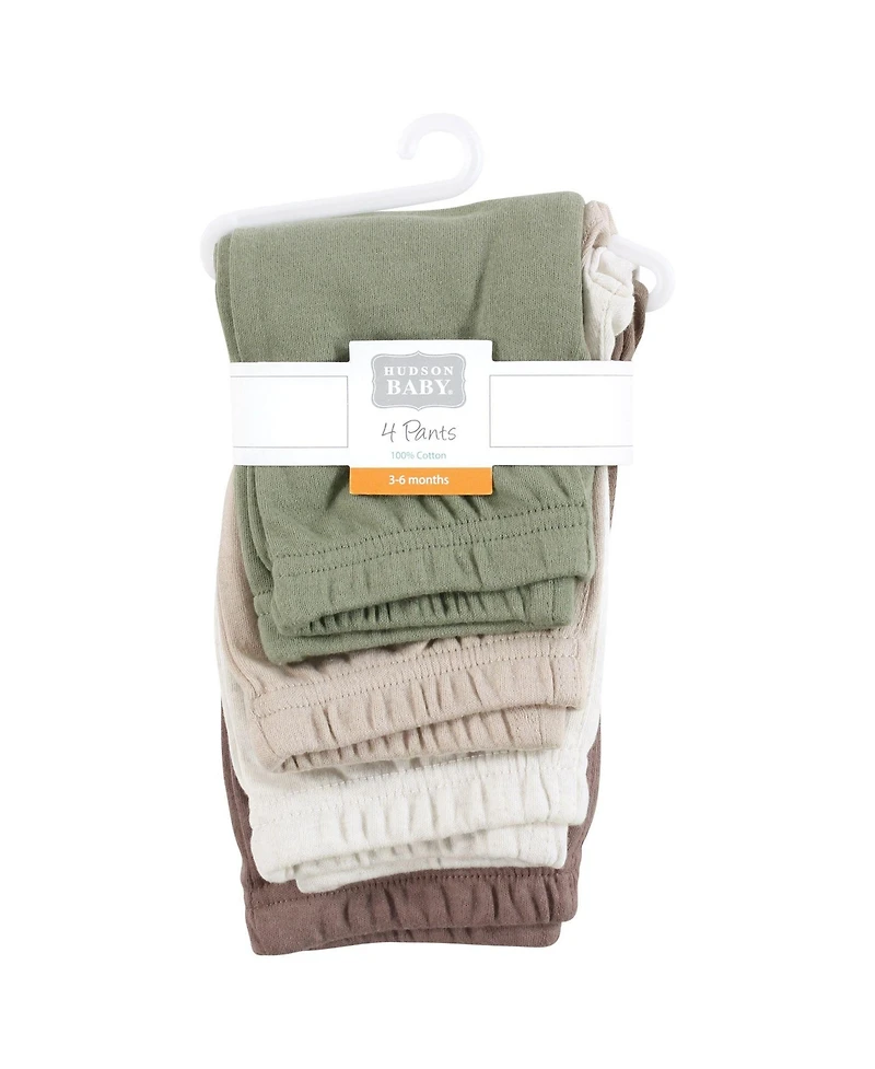 Hudson Baby Toddler Boys Cotton Pants and Leggings, Neutral Olive