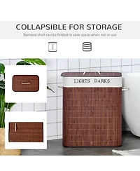 Homcom Bamboo Laundry Basket, Collapsible Laundry Hamper