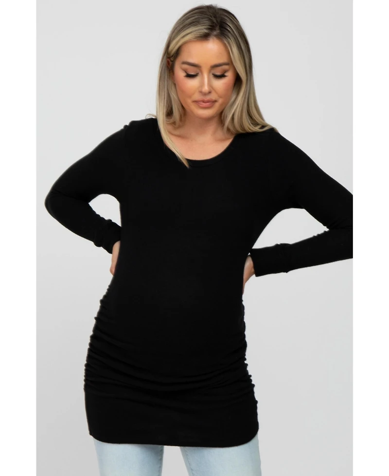 Pinkblush Maternity Heather Grey Soft Knit Ruched Top