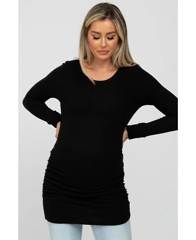 Pinkblush Maternity Heather Grey Soft Knit Ruched Top