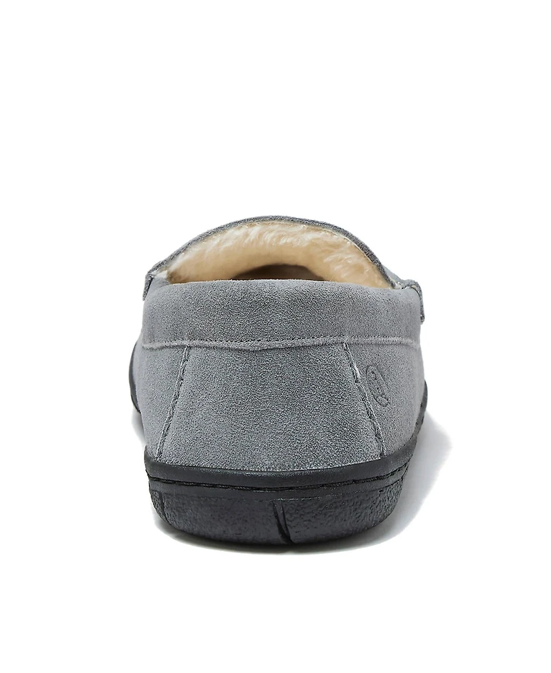 Lands' End Men's Fuzzy Lined Suede Moccasin Slippers