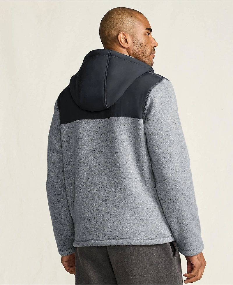 Lands' End Big & Tall Sweater Fleece Mixed Media Full Zip Jacket