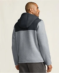 Lands' End Big & Tall Sweater Fleece Mixed Media Full Zip Jacket