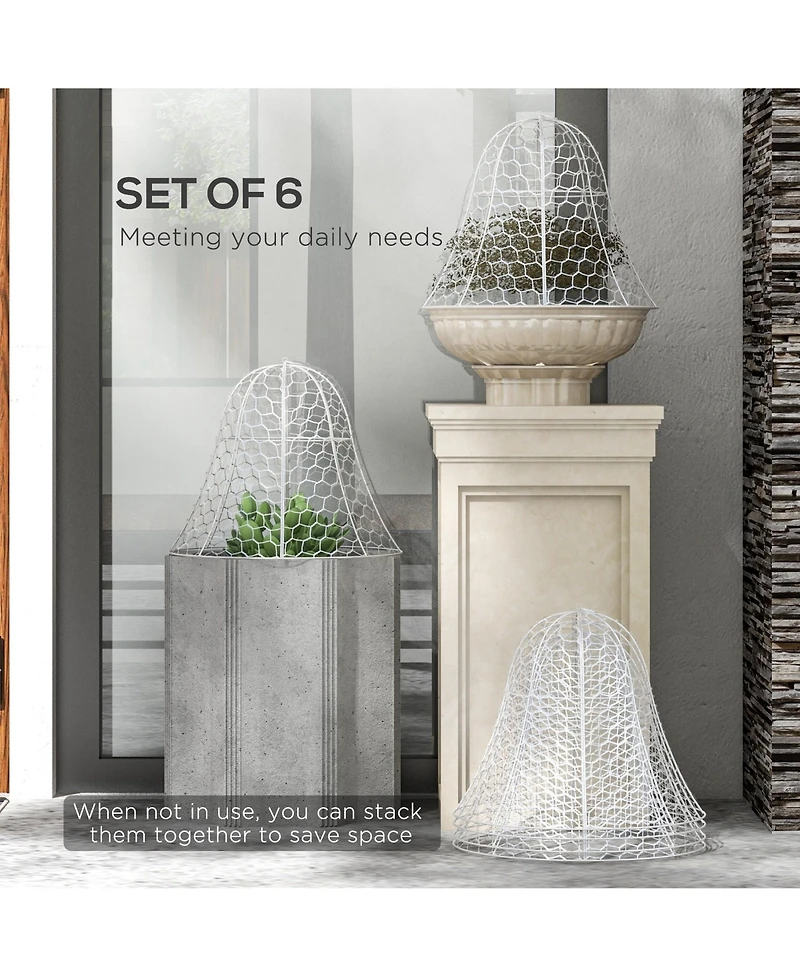 Outsunny 6 Pack Garden Chicken Wire Cloche, Animal Plant Protectors