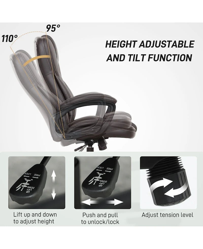 Homcom Executive Office Chair Pu Leather Desk Chair with High Back