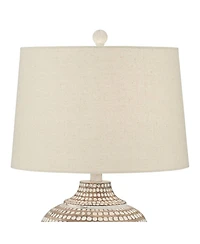 Regency Hill Alese 23 1/2" High Textured Dot Jug Farmhouse Rustic Accent Table Lamps Set of 2 Beige Light Earth Finish Living Room