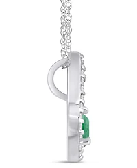 Macy's Gemstone and Diamond Halo Pendant Necklace (1/6 ct. t.w.) 10k White Gold (also Yellow Gold)