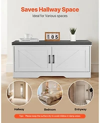 Slickblue Wooden Shoe Rack Bench with Padded Seat and Adjustable Shelf for Entryway