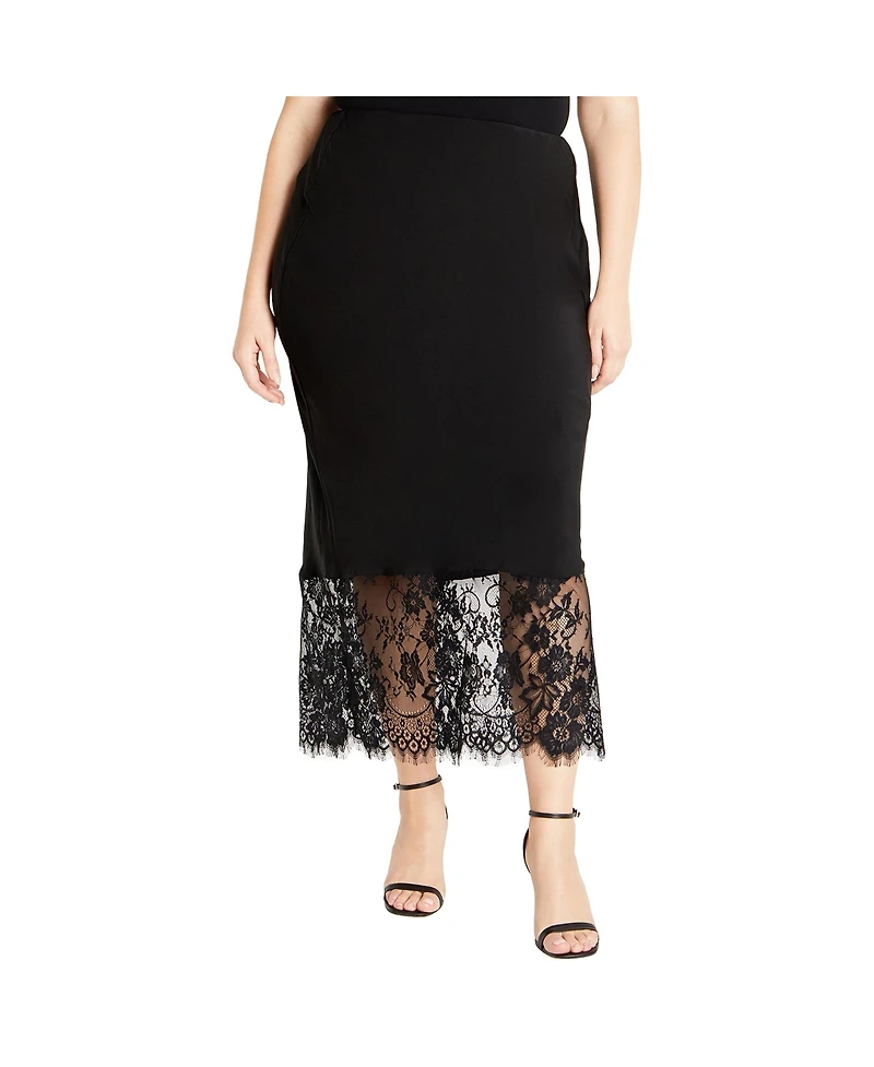City Chic Women's Lace Hem Fay Skirt