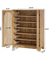 Tribesigns Shoe Cabinet with Airy Doors, 6-Tier Entryway Shoe Storage Rack Organizer with Adjustable Shelves