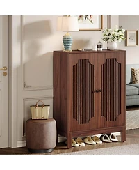 Tribesigns Shoe Cabinet with Doors, 5-Tier Shoe Storage Cabinet with Adjustable Shelves