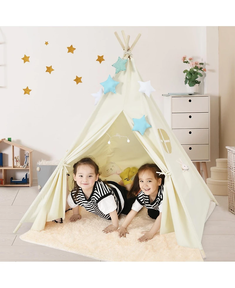 Foldable Kids Canvas Teepee Play Tent