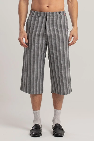Pcfg Men's Linen-Cotton Blend Checked Woven Shorts