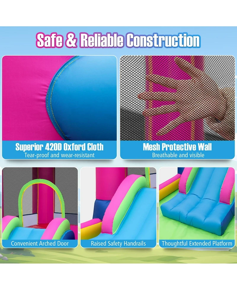 Sugift Inflatable Bounce House 4-in-1 Kids Princess-themed Bouncer Blow-up Bouncy Castle