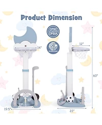 Sugift 4-In-1 Kids Basketball Hoop with Moon-shaped Electronic Scoreboard and Play Set