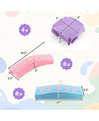 Colorful Kids Wavy Balance Beam with Textured Surface and Non-slip Foot Pads-Blue and Pink