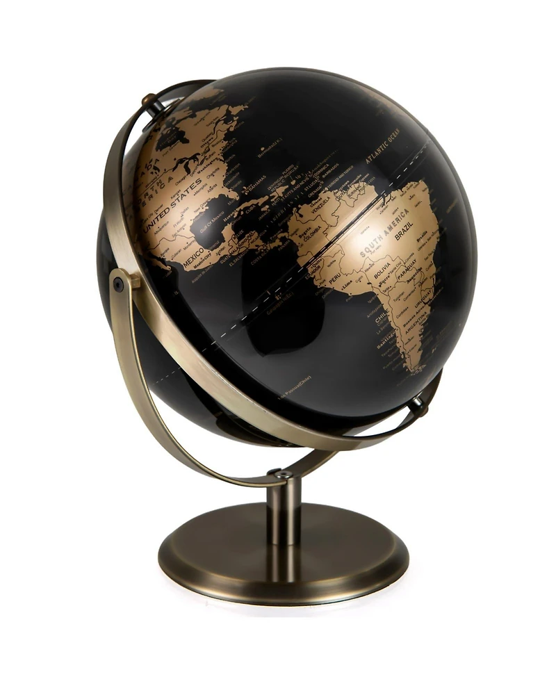 Mecale 9-Inch Metallic Black World Globe with Metal Stand
