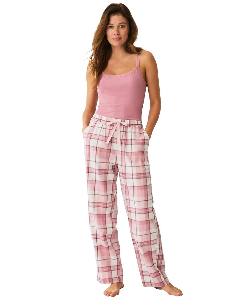 ellos Women's Plus Flannel Sleep Pant With Drawstring Waist