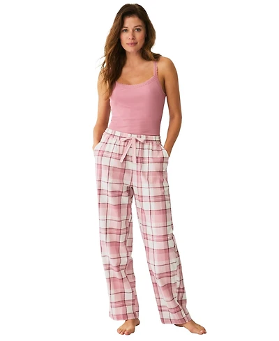 ellos Women's Plus Flannel Sleep Pant With Drawstring Waist