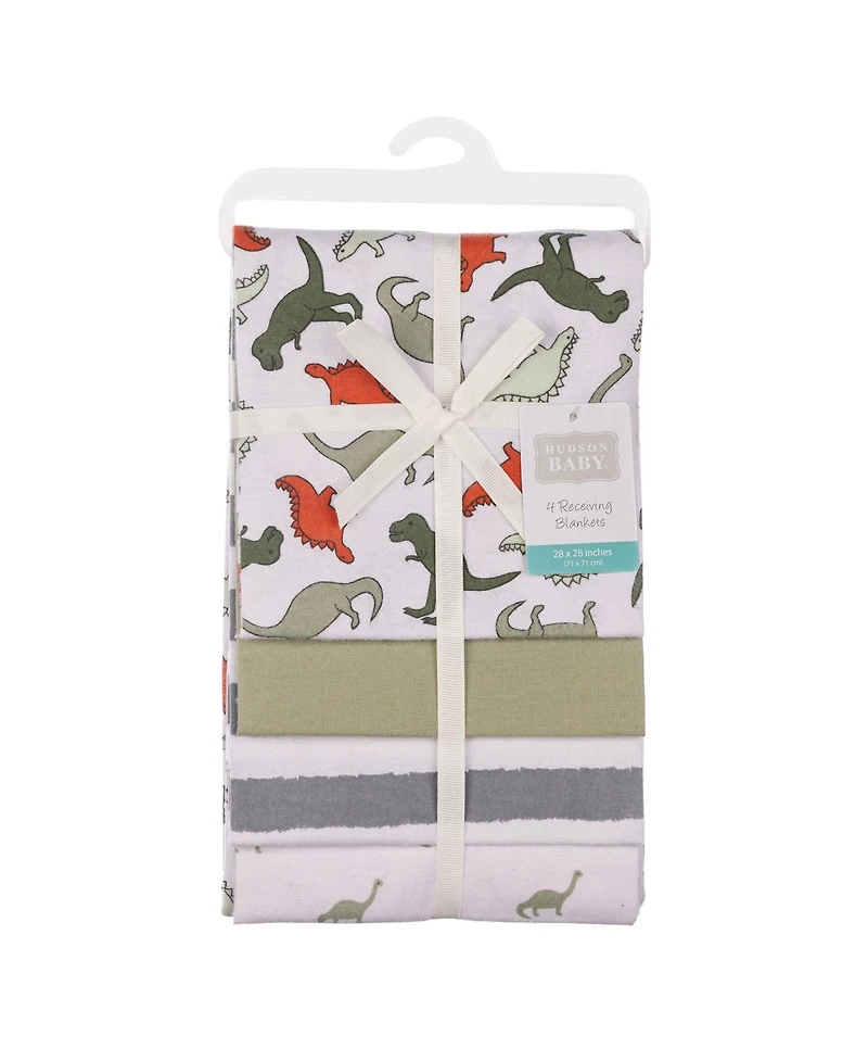 Hudson Baby Cotton Flannel Receiving Blankets 4-Pack