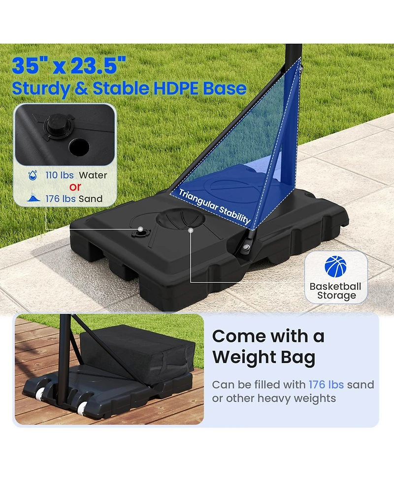 Sugift Portable Basketball Hoop Outdoor Basketball Goal System Adjustable for Kids Teens Adults