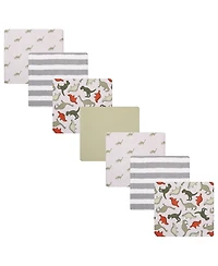 Hudson Baby Cotton Flannel Receiving Blankets 7-Pack Bundle, Multi Color Dino