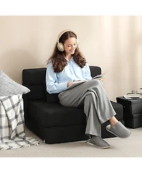 Homcom Folding Sofa Bed, Sleeper Chair with Pillow, Light