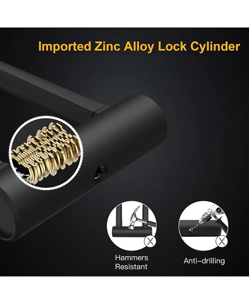 Batfox Heavy Duty Bike U-Lock, 16mm Shackle with 4ft/6ft Security Cable and Durable Mounting Bracket for Bicycle, Motorcycle