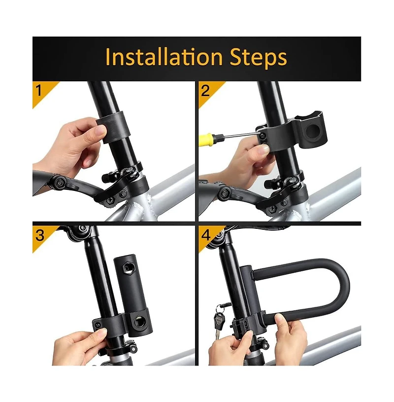 Batfox Heavy Duty Bike U-Lock, 16mm Shackle with 4ft/6ft Security Cable and Durable Mounting Bracket for Bicycle, Motorcycle