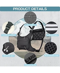 Batfox Running Chest Pack for Men & Women: Lightweight Water-Resistant Front Vest Bag with Built-In Phone Holder for Cycling, Hiking, Jogging, Skiing