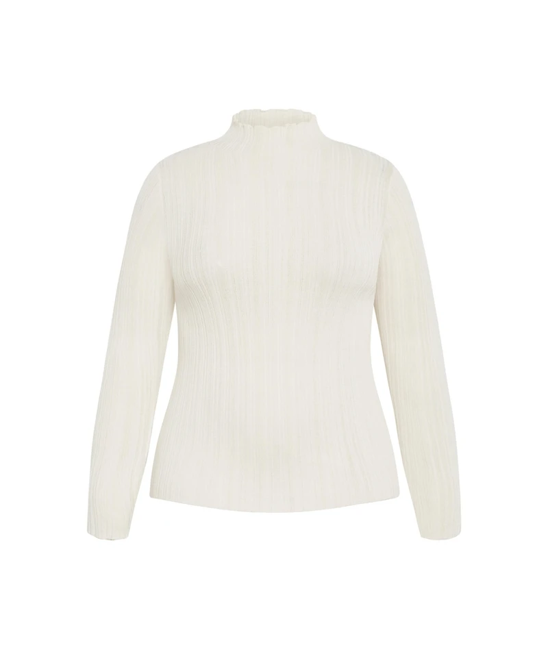 City Chic Plus Crinkle Knit Sweater