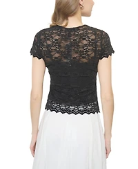 Central Park West Women's Stella Ruched Lace Top