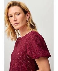 ellos Women's Short Puff Sleeve Lace Tee