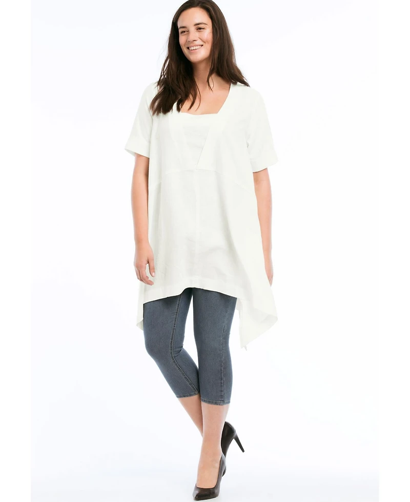 ellos Women's Linen-Blend Hanky Hem Tunic