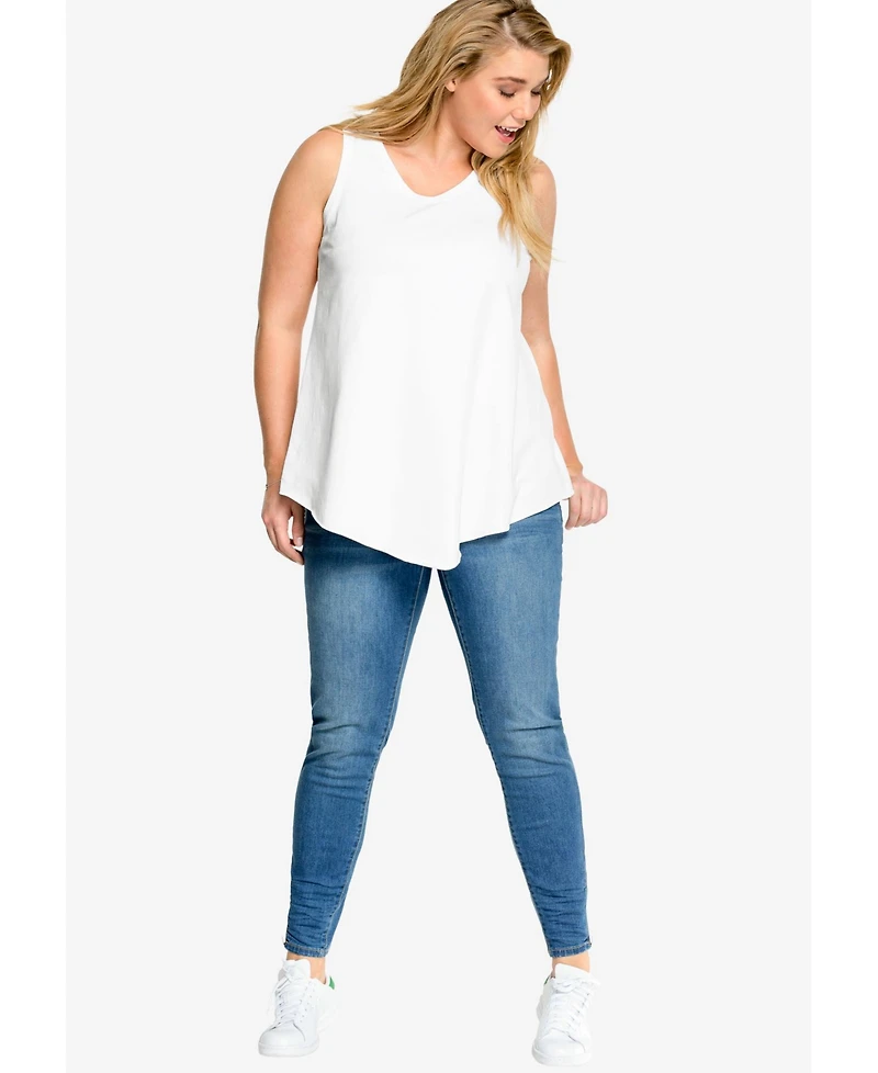 ellos Women's V-Neck Pointed Front Tank