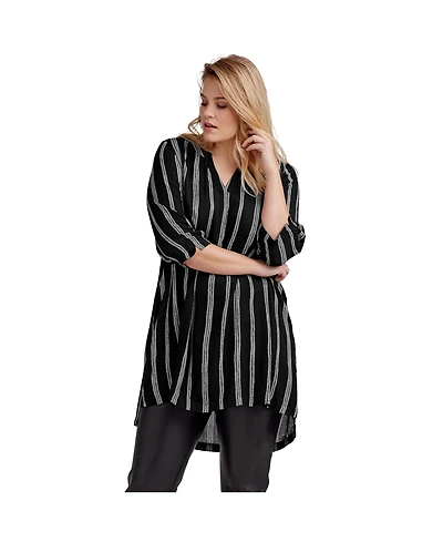 ellos Women's Notch Neck Crinkle Tunic