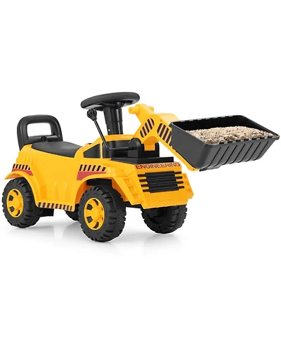 Kids Ride on Bulldozer with Adjustable Bucket Engine Sound Excavator Digger Toy
