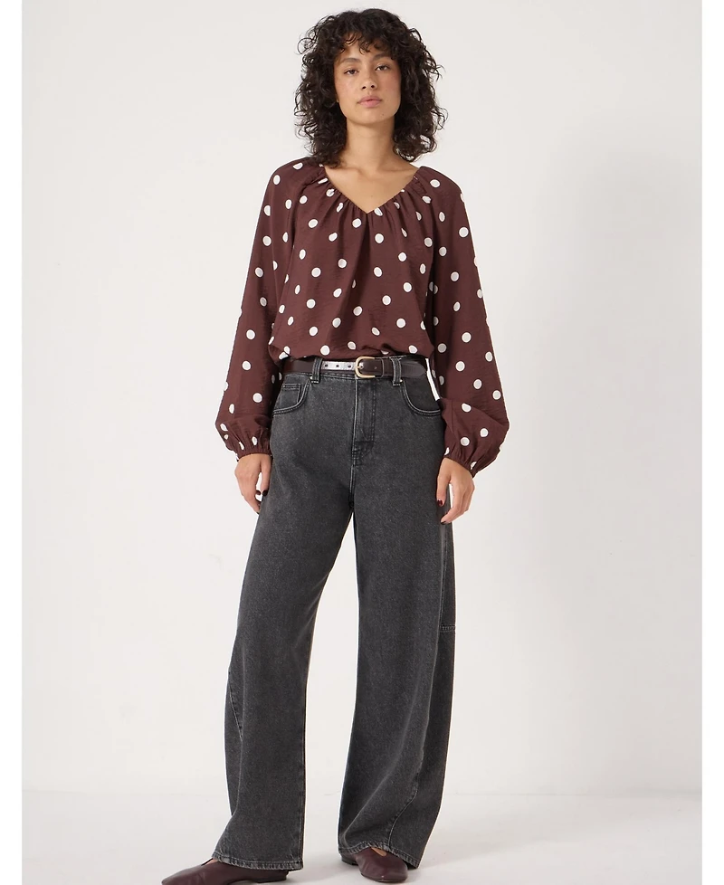 Hush Women's Printed Airflow V Neck Blouse