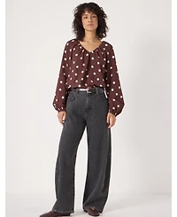 Hush Women's Printed Airflow V Neck Blouse